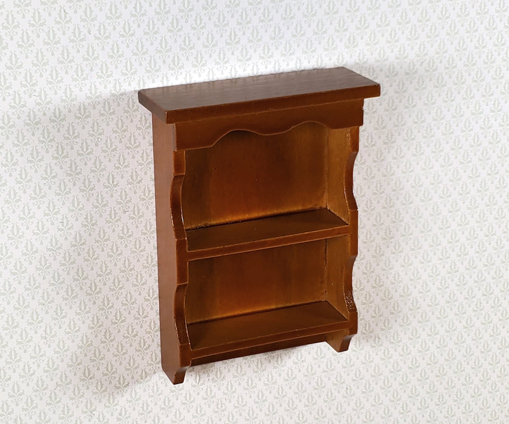 Dollhouse Hanging Shelf 1:12 Scale Miniature Walnut Finish Kitchen or Bathroom