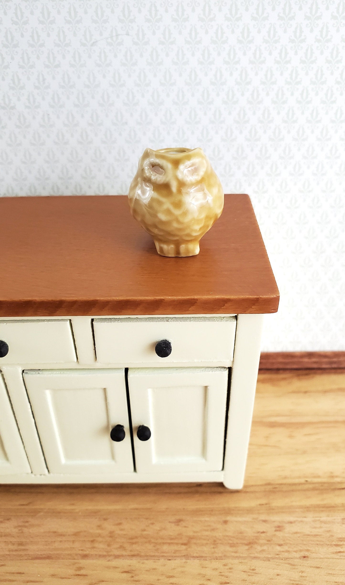 Dollhouse Miniature Owl Planter Pot Ceramic 1:12 Scale