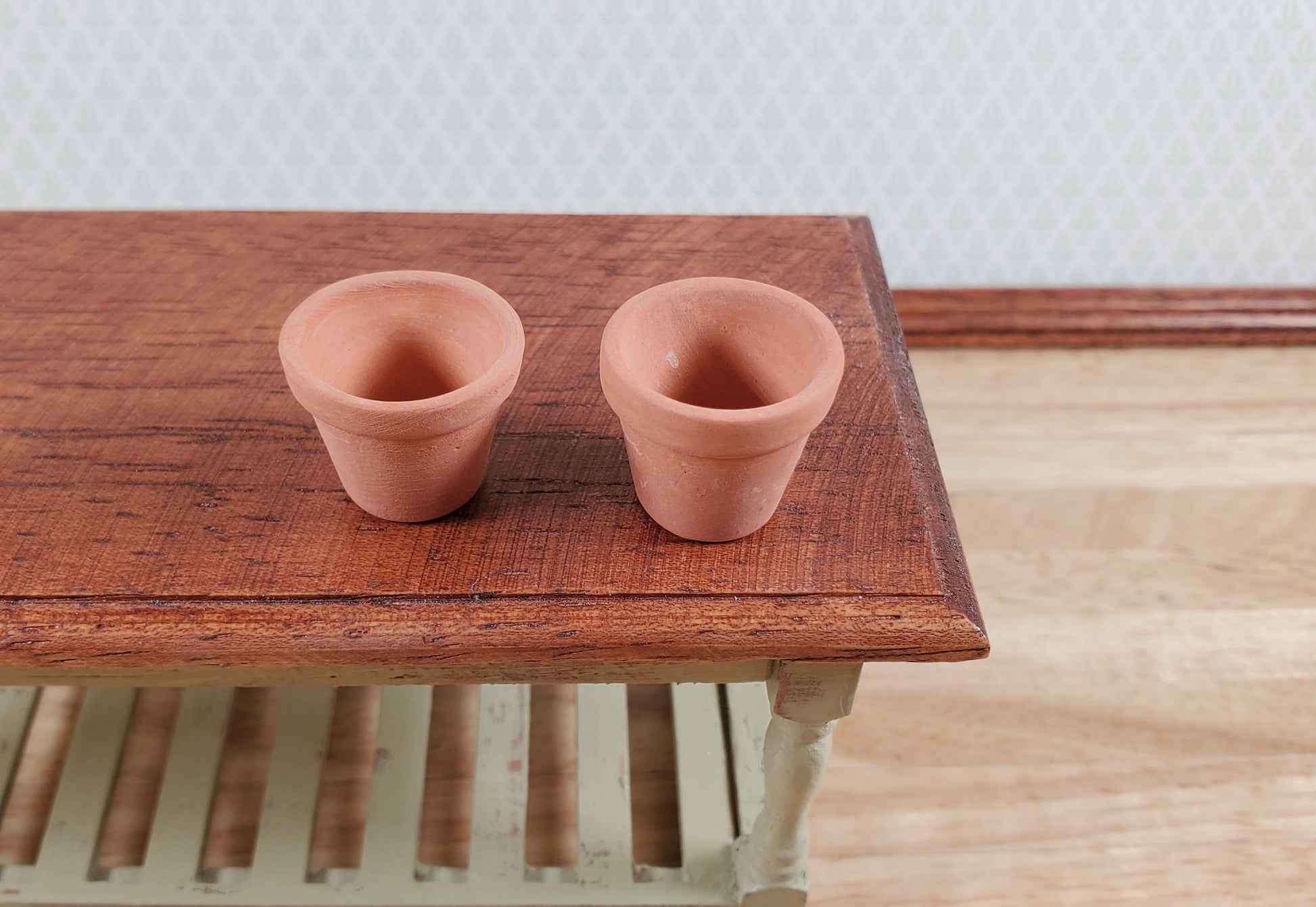 Dollhouse 2 Small Terra Cotta Planters Unglazed Clay Pots