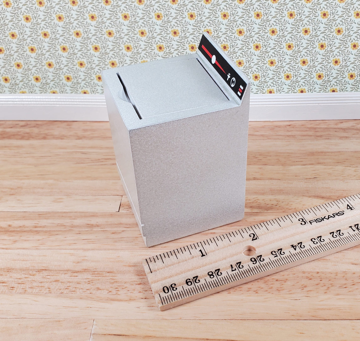 Dollhouse Washing Machine Silver Top Load Wash 1:12 Scale Modern Miniature