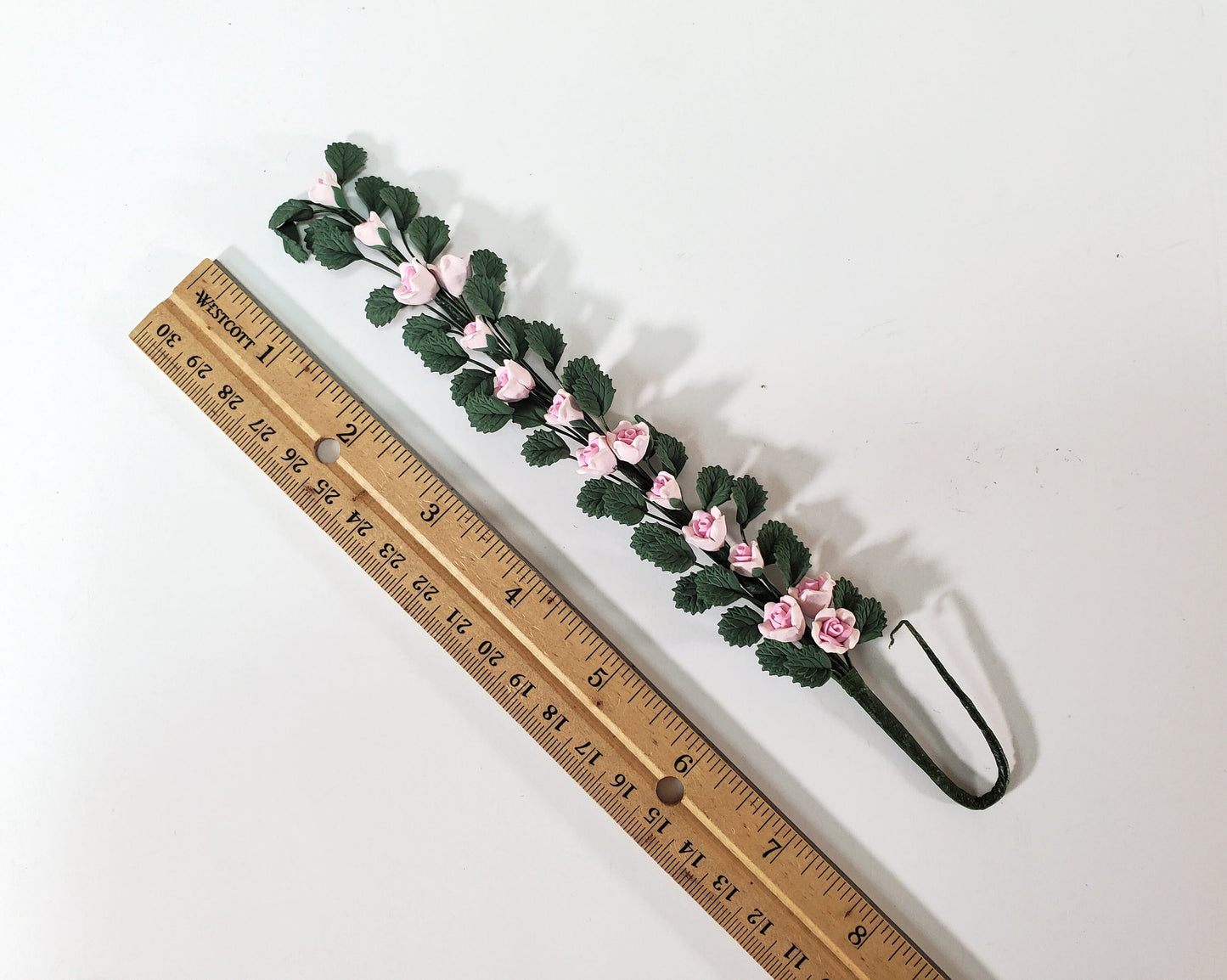 Dollhouse Climbing Roses Pink Bendable 7" Clay Miniature Flowers Garden