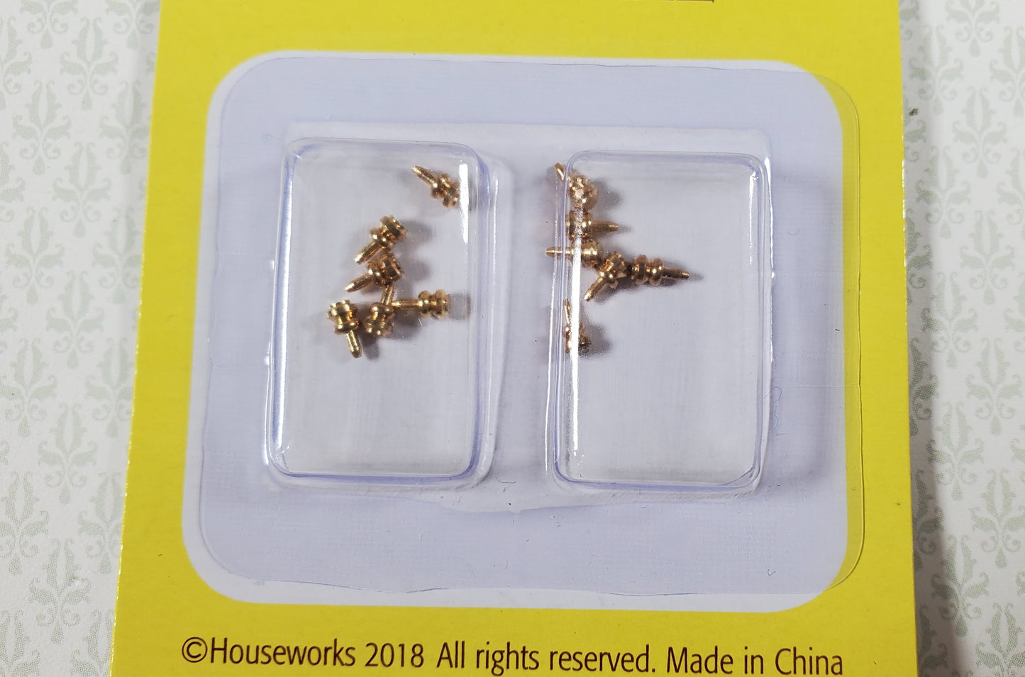 Dollhouse HALF SCALE Gold Brass Knobs Drawer Pulls Set of 12 Houseworks H1116
