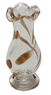 Dollhouse Swirled Brown Pedestal Fluted Vase 1:12 Scale Miniature Flowers Decor