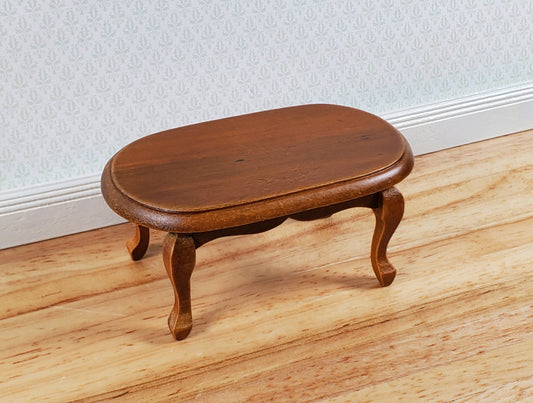 Dollhouse Oval Coffee Table Walnut Finish 1:12 Scale Miniature Furniture