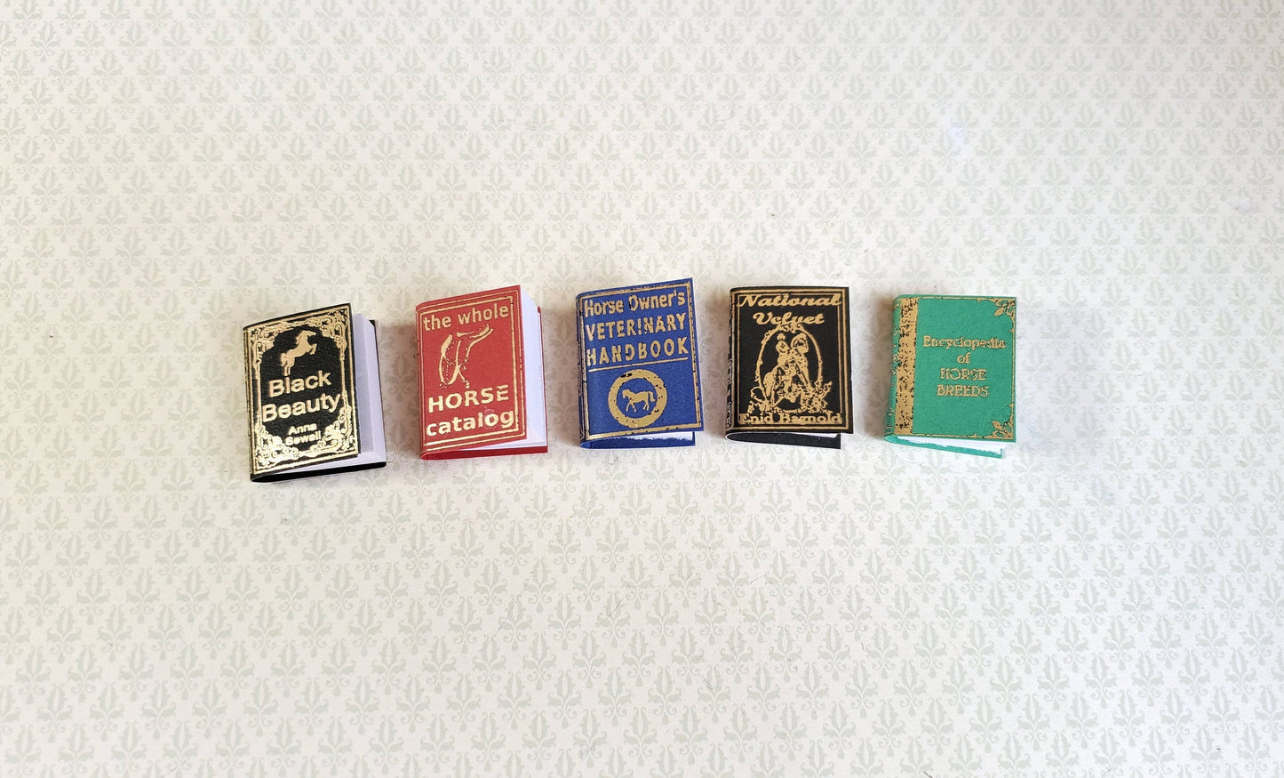 Dollhouse Miniature Book Set x5 Horse Lovers Set 1:12 Scale (blank inside)