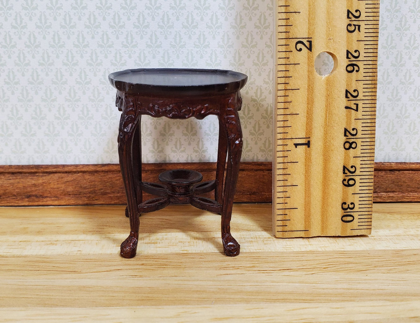 Bespaq Dollhouse Small Side Table Round Mahogany 1:12 Scale Miniature Furniture
