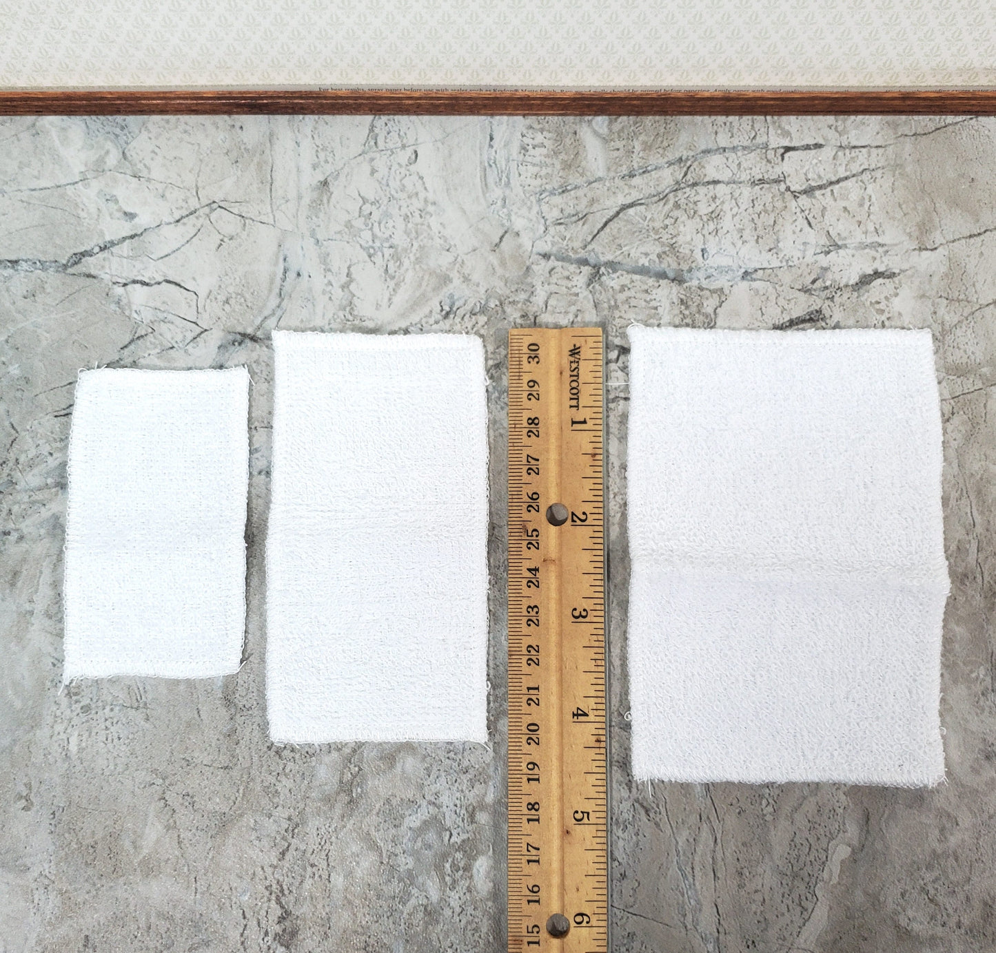 Dollhouse White Towels Set of 3 Bath or Beach 1:12 Scale Miniature Bathroom