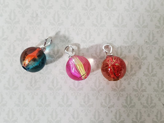 Dollhouse Christmas Ornaments Set of 3 Tiny Swirly Colorful 1:12 Scale Miniatures Handmade