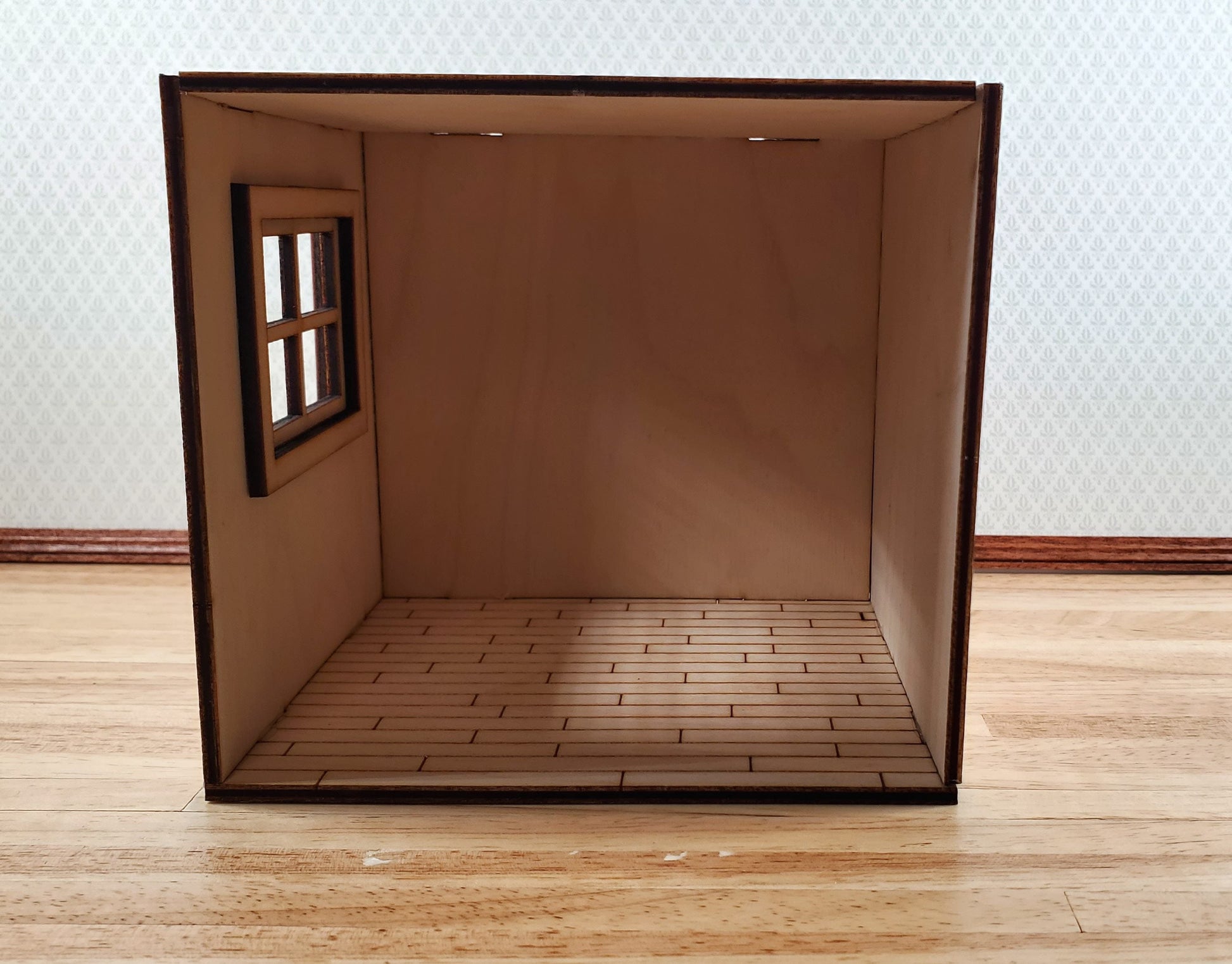 Half Scale Room Box DIY Kit Small Diorama with Window Wood Floor 1:24 Miniature