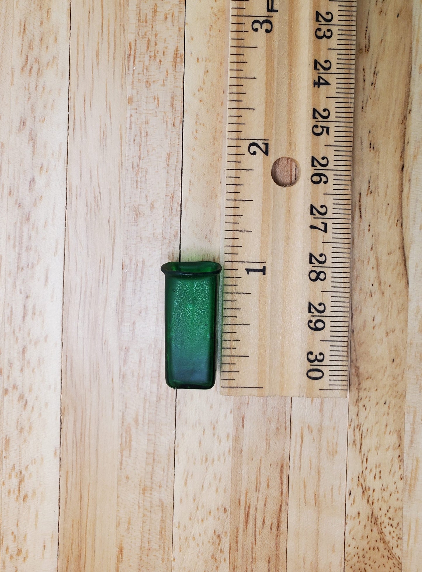 Dollhouse Vase Dark Green Square Real Glass for Flowers 1:12 Scale Miniature