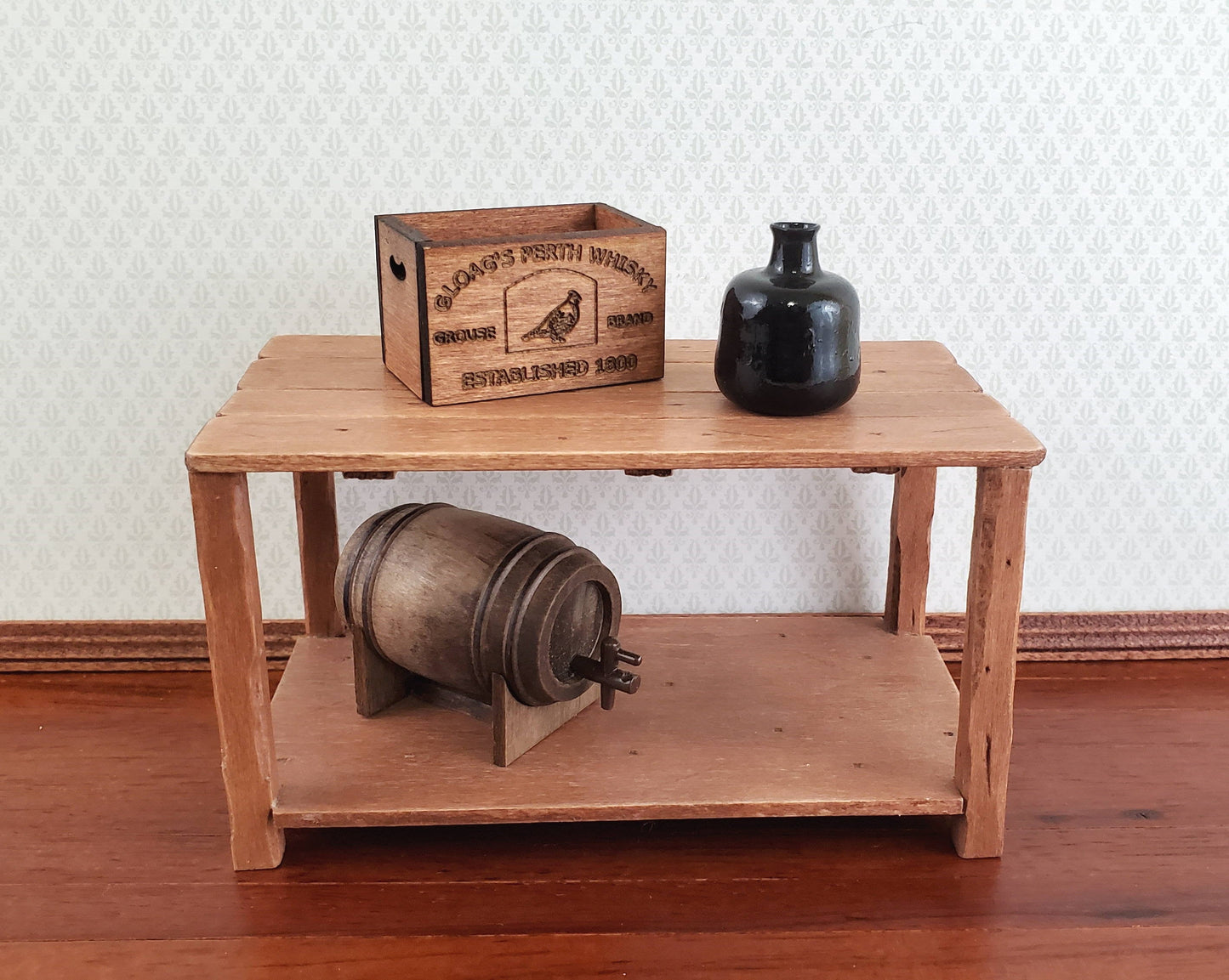 Dollhouse Miniature Black Glass Jug Bottle Carboy or Demijohn 1:12 Scale