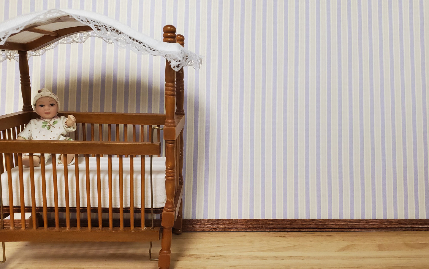 Dollhouse Wallpaper Lavender Purple Stripes 1:12 Scale Miniature by Itsy Bitsy