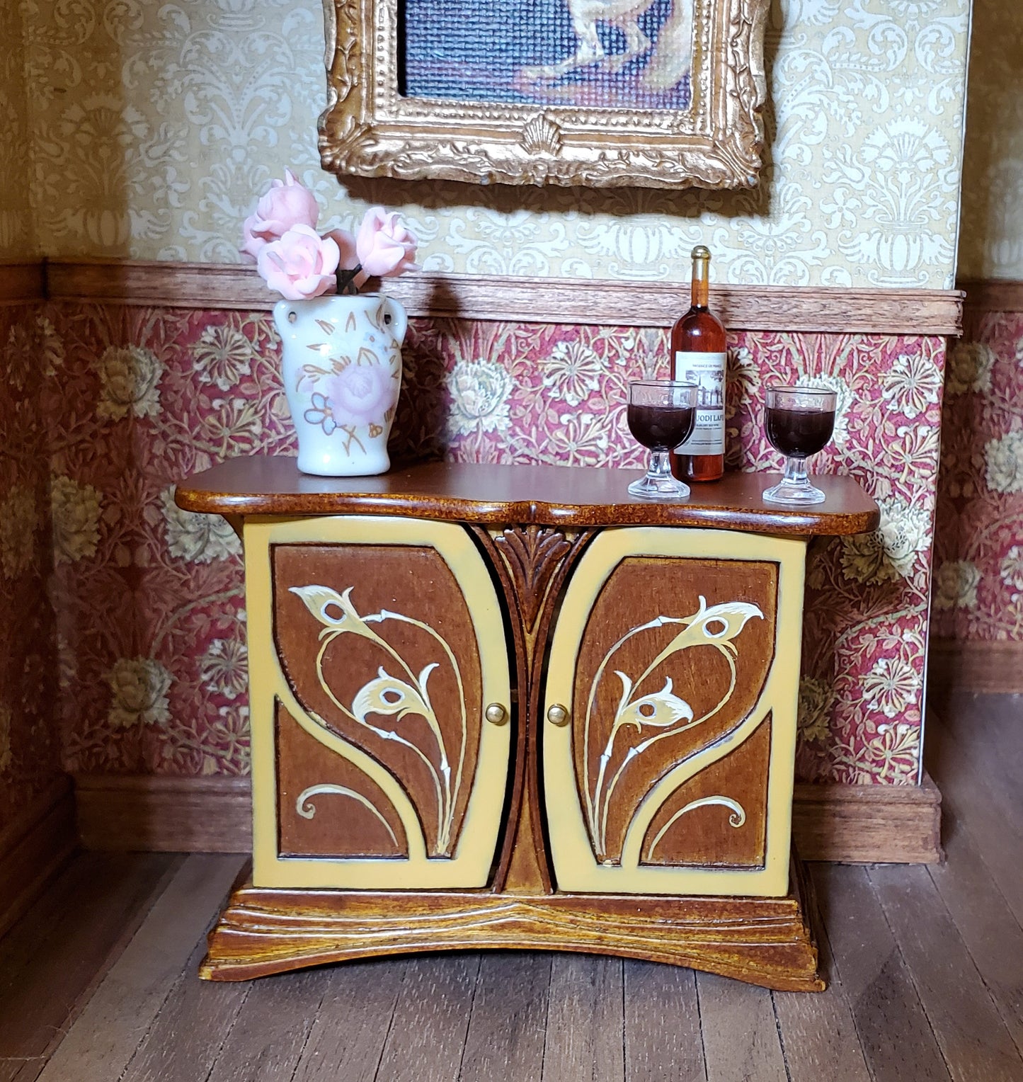 JBM Dollhouse Sideboard Buffet Art Nouveau Style 1:12 Scale Miniature Furniture