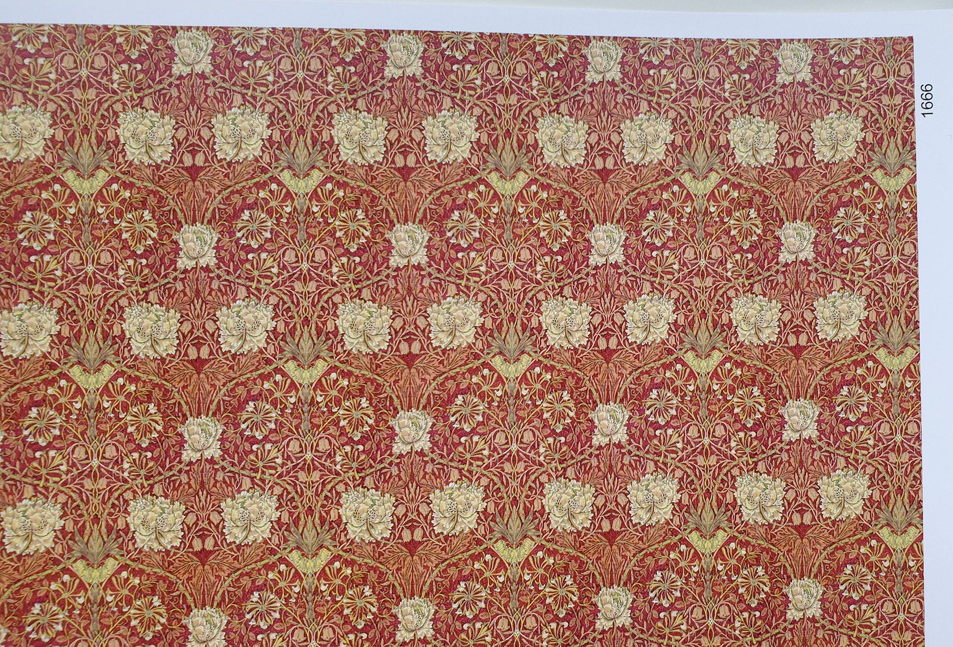 Dollhouse Wallpaper William Morris Art Nouveau Burgundy Red Floral 1:12 Scale Itsy Bitsy