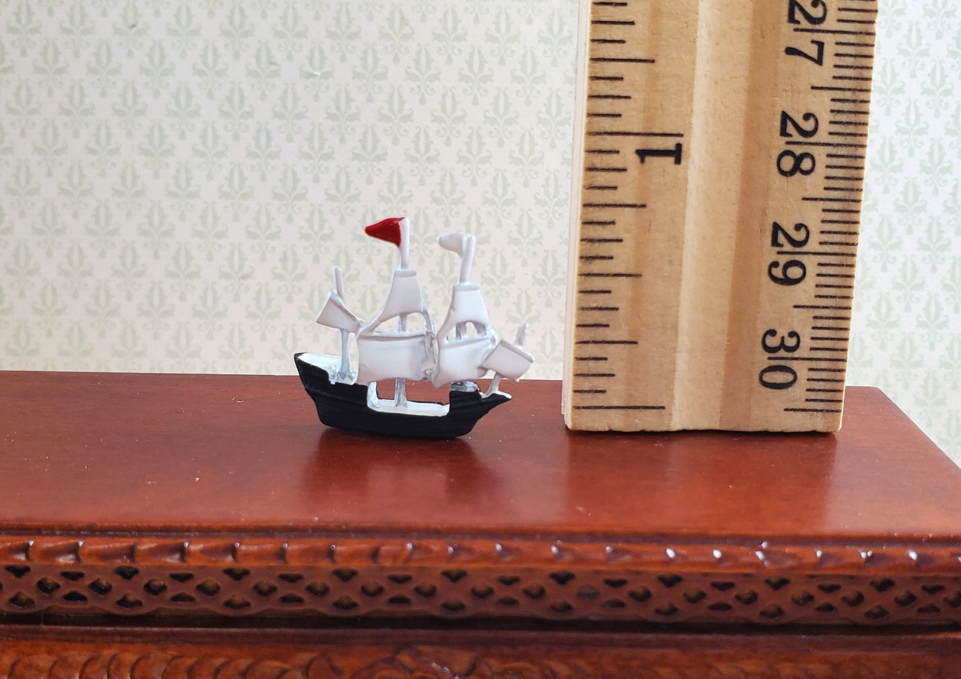 Dollhouse Tiny Tall Model Ship Statue Boat Miniature Hand Painted Metal