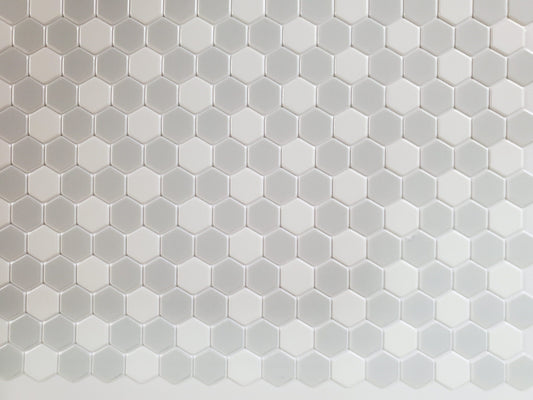 Dollhouse Hexagon Vinyl Tile Flooring Embossed Gray & White 1:12 Scale Miniatures