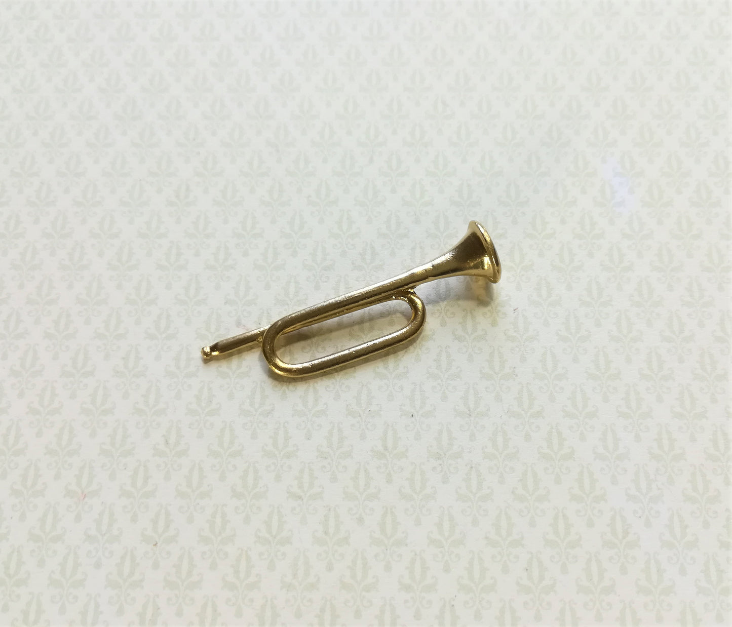 Dollhouse Miniature Bugle Horn Gold Metal 1 5/8" 1:12 Scale Instrument