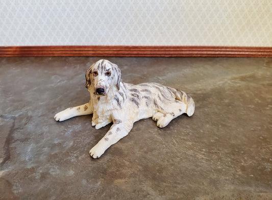 Dollhouse Miniature Dog English Setter Black & White 1:12 Scale Pet Animal