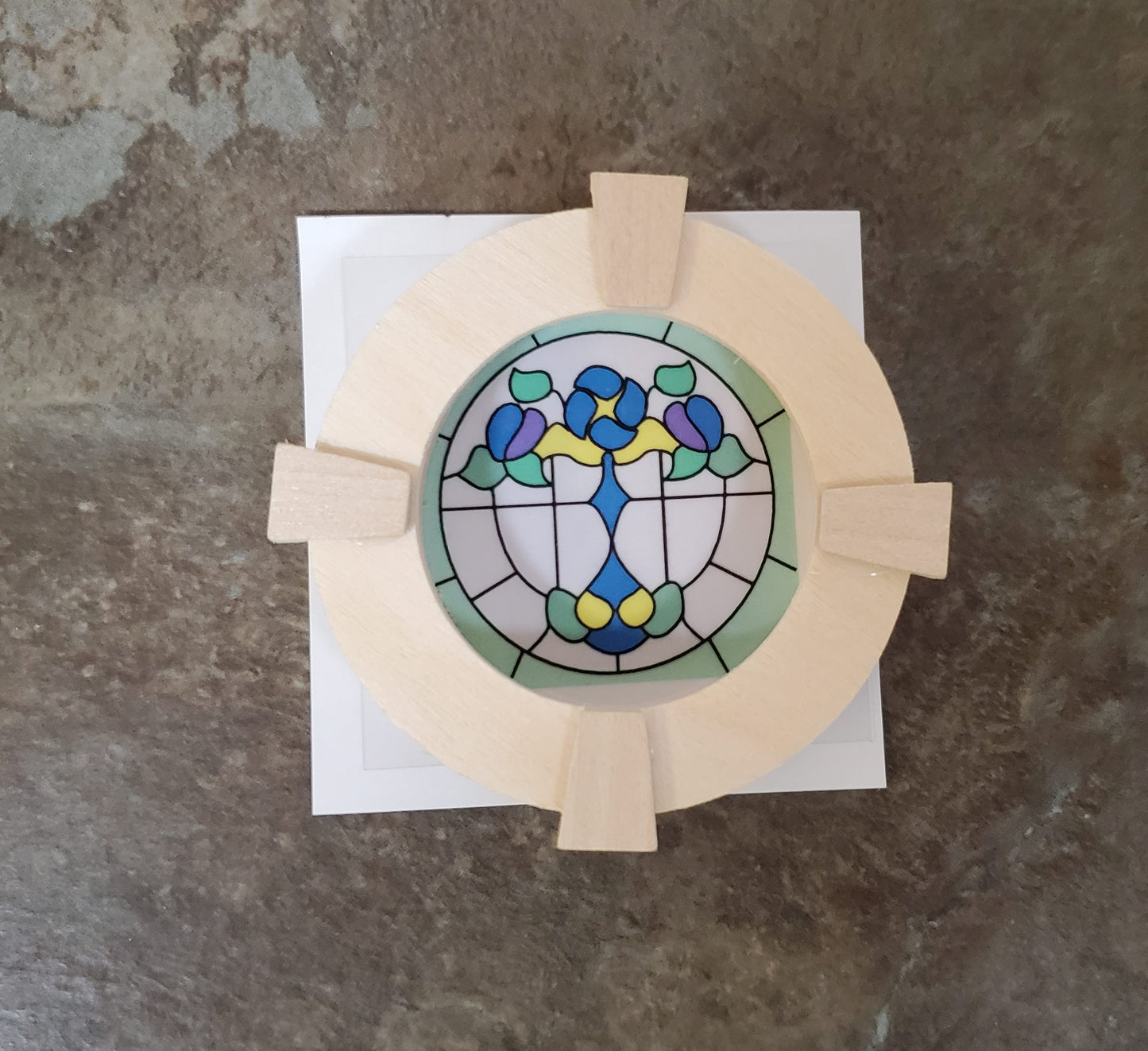 Dollhouse Simulated Stained Glass Window Insert Round 1:12 Scale Miniature SLIM20