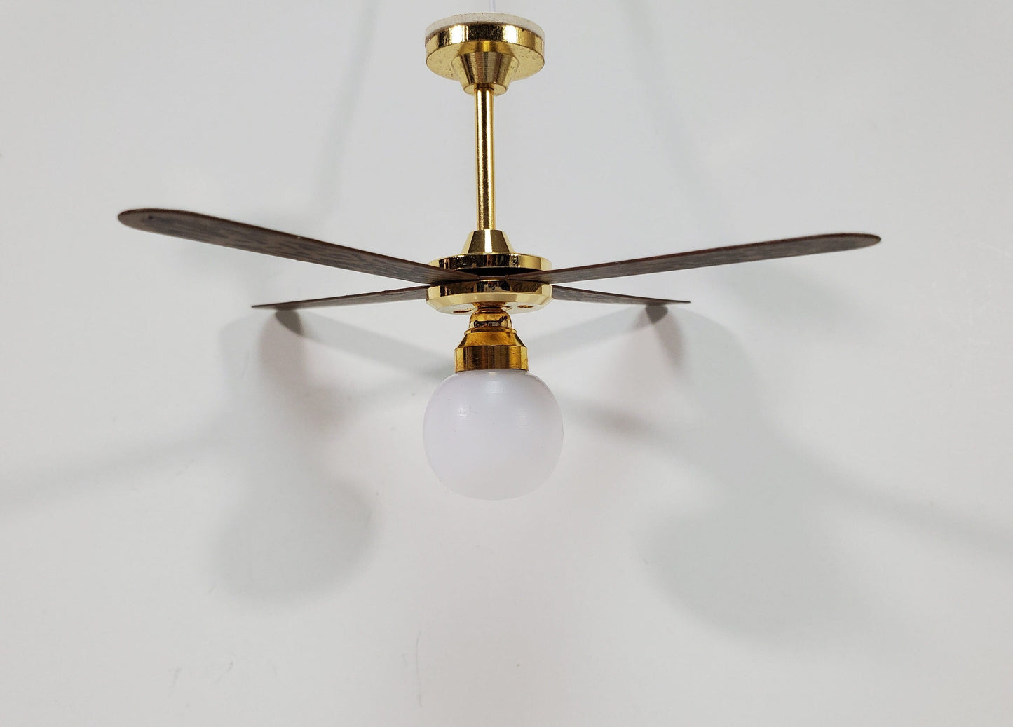 Dollhouse Ceiling Fan Light 4 Blade Plug In Electric 1:12 Scale Miniature 12 Volt