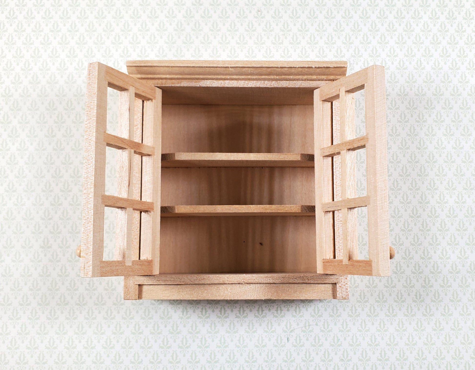 Dollhouse Upper Kitchen Cabinet Unpainted 1:12 Scale Hanging Miniature Cupboard