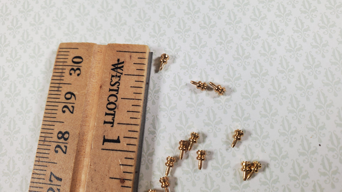 Dollhouse HALF SCALE Gold Brass Knobs Drawer Pulls Set of 12 Houseworks H1116