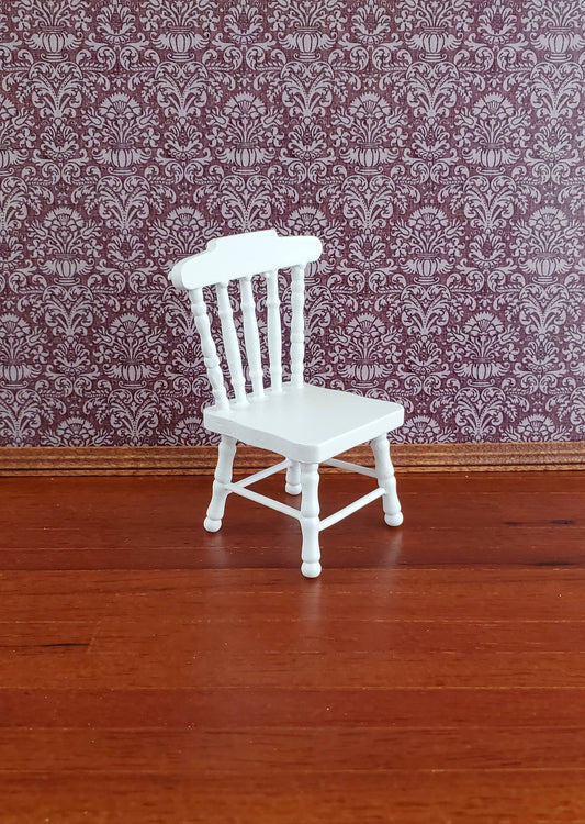 Dollhouse Miniature Kitchen Chair Spindle Back White Finish Wood 1:12 Scale Furniture