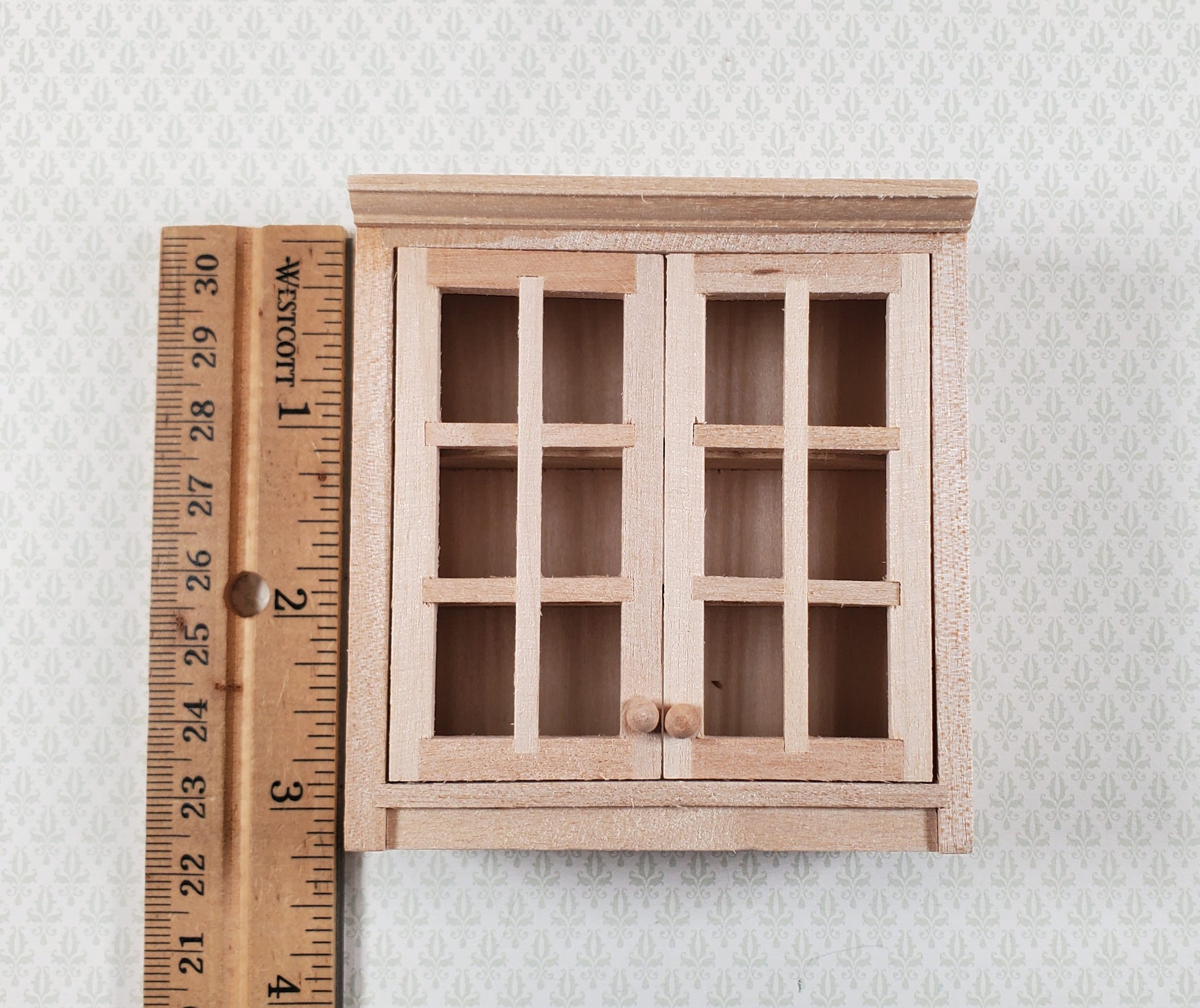 Dollhouse Upper Kitchen Cabinet Unpainted 1:12 Scale Hanging Miniature Cupboard