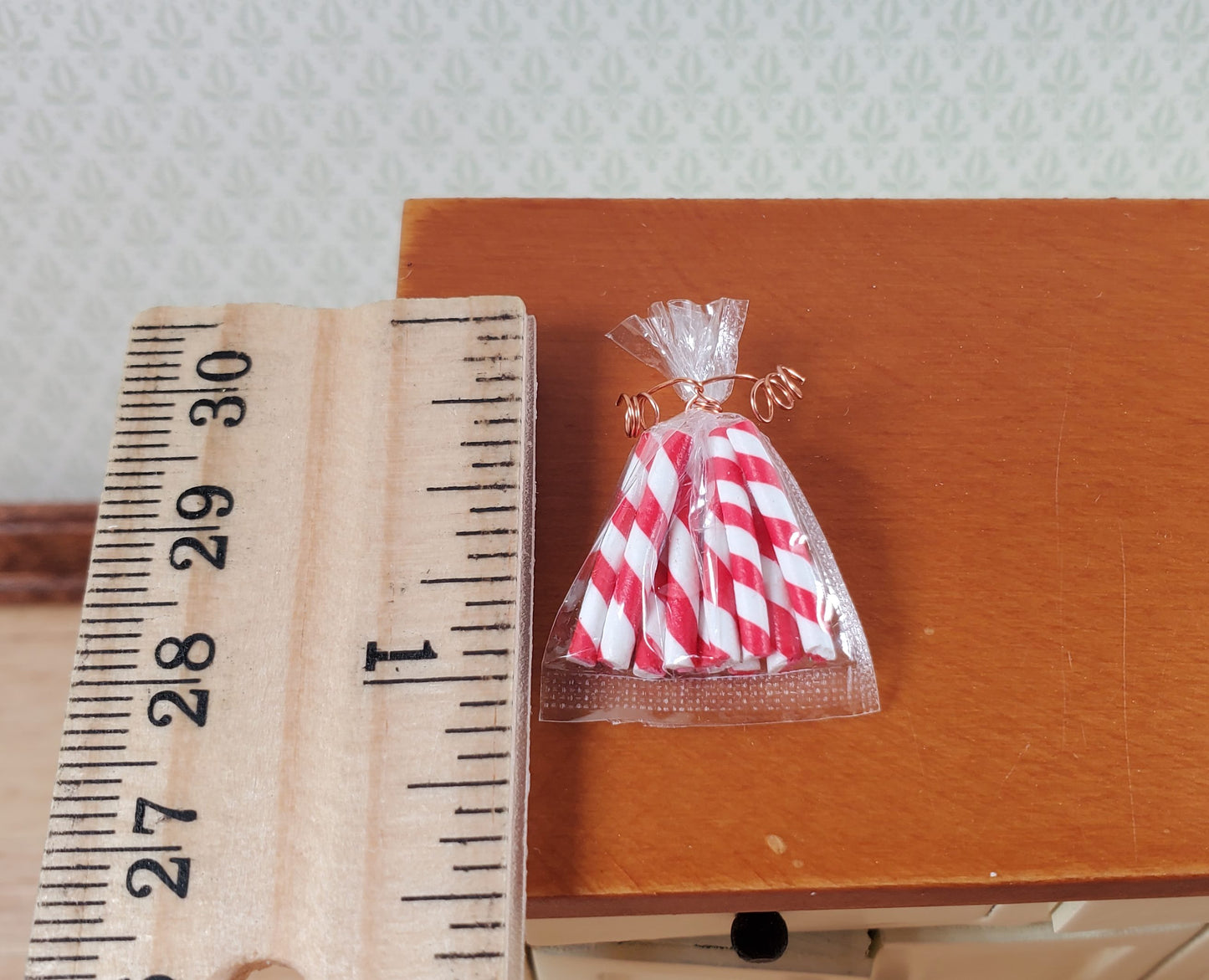 Dollhouse Candy Canes in a Bag 1:12 Scale Miniature Christmas Treats