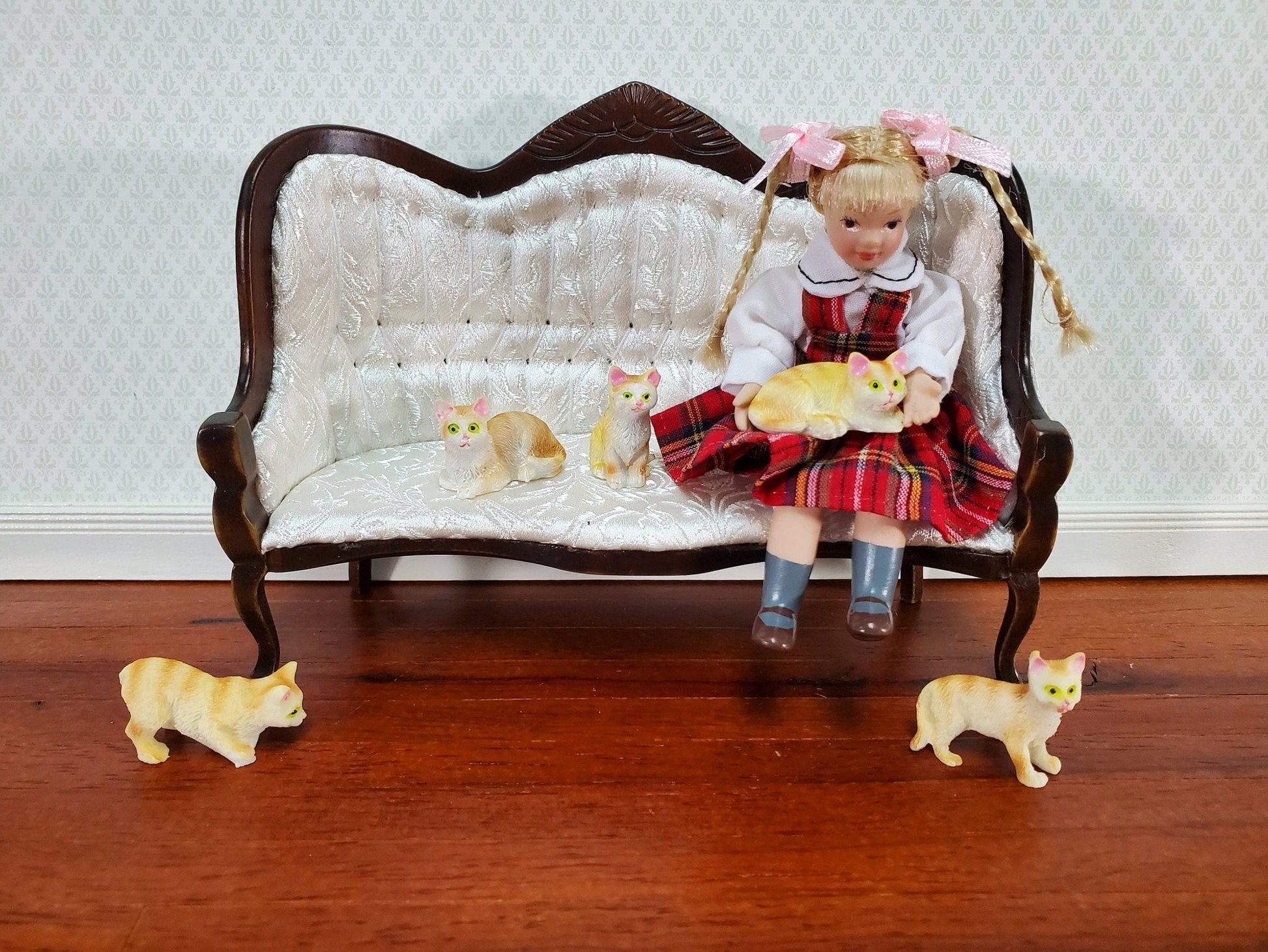 5 Dollhouse Cats Ginger Orange Tabby Tabbies Kittens 1:12 Scale Animals Cats - Miniature Crush