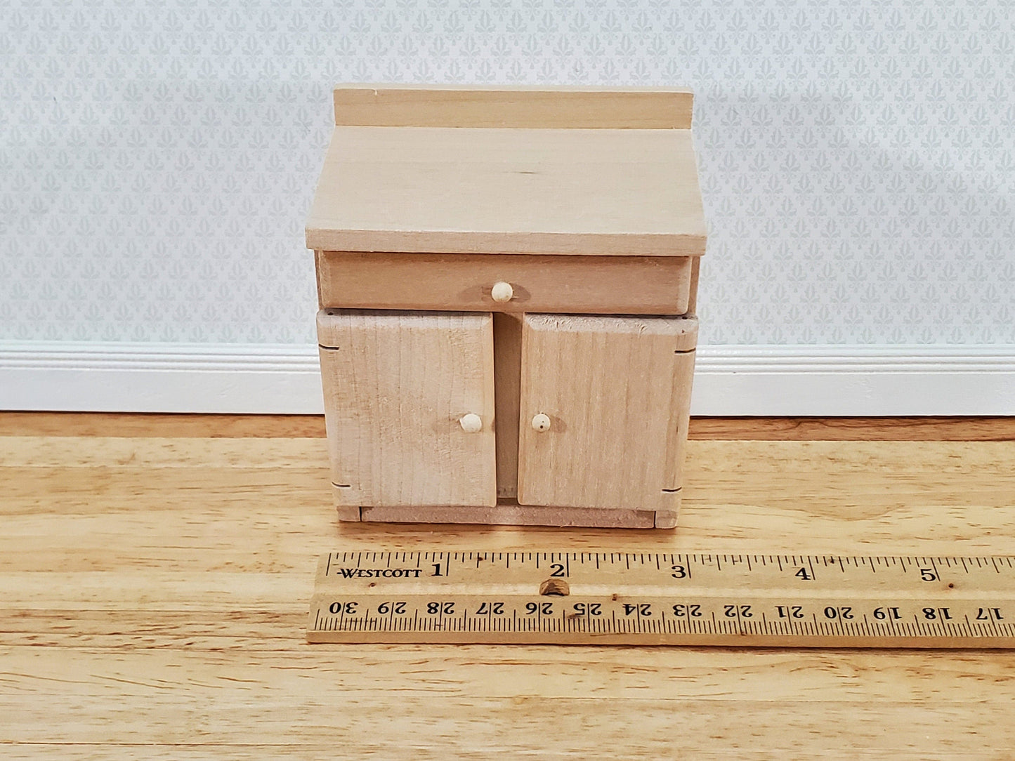 Dollhouse Lower Kitchen Cabinet with Drawer 1:12 Scale Miniature Furniture Unpainted