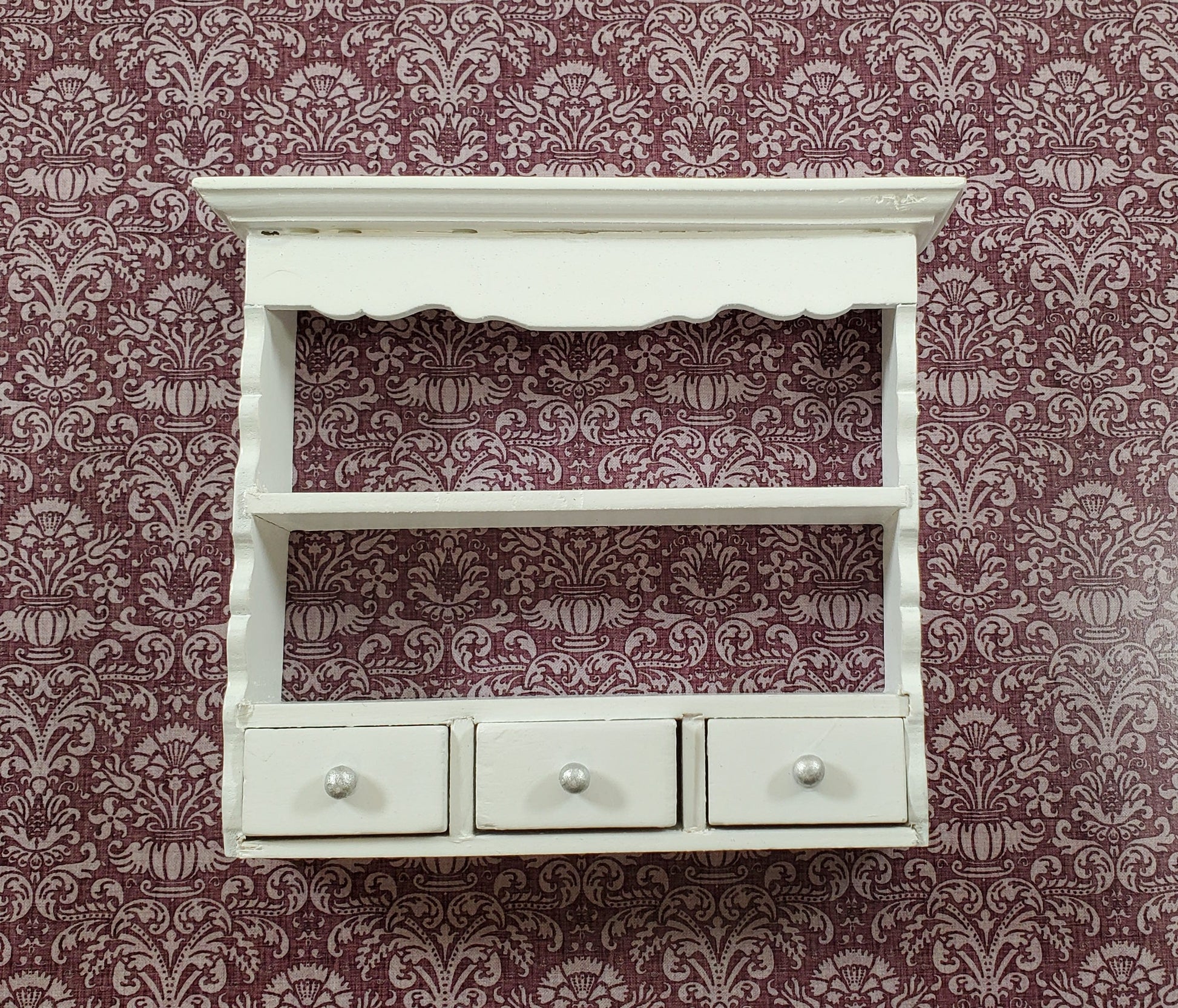 Dollhouse Hanging Shelf White 3 Drawers 1:12 Scale Miniature Kitchen Bathroom