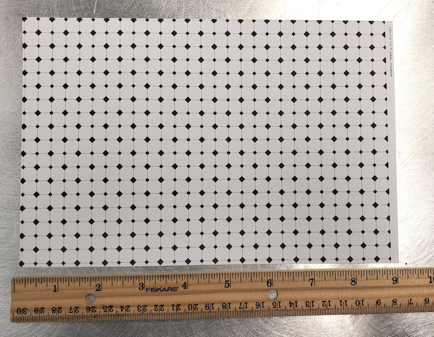 Dollhouse HALF SCALE Diamond Tile Paper Floor 3 Sheets 1:24 Miniature