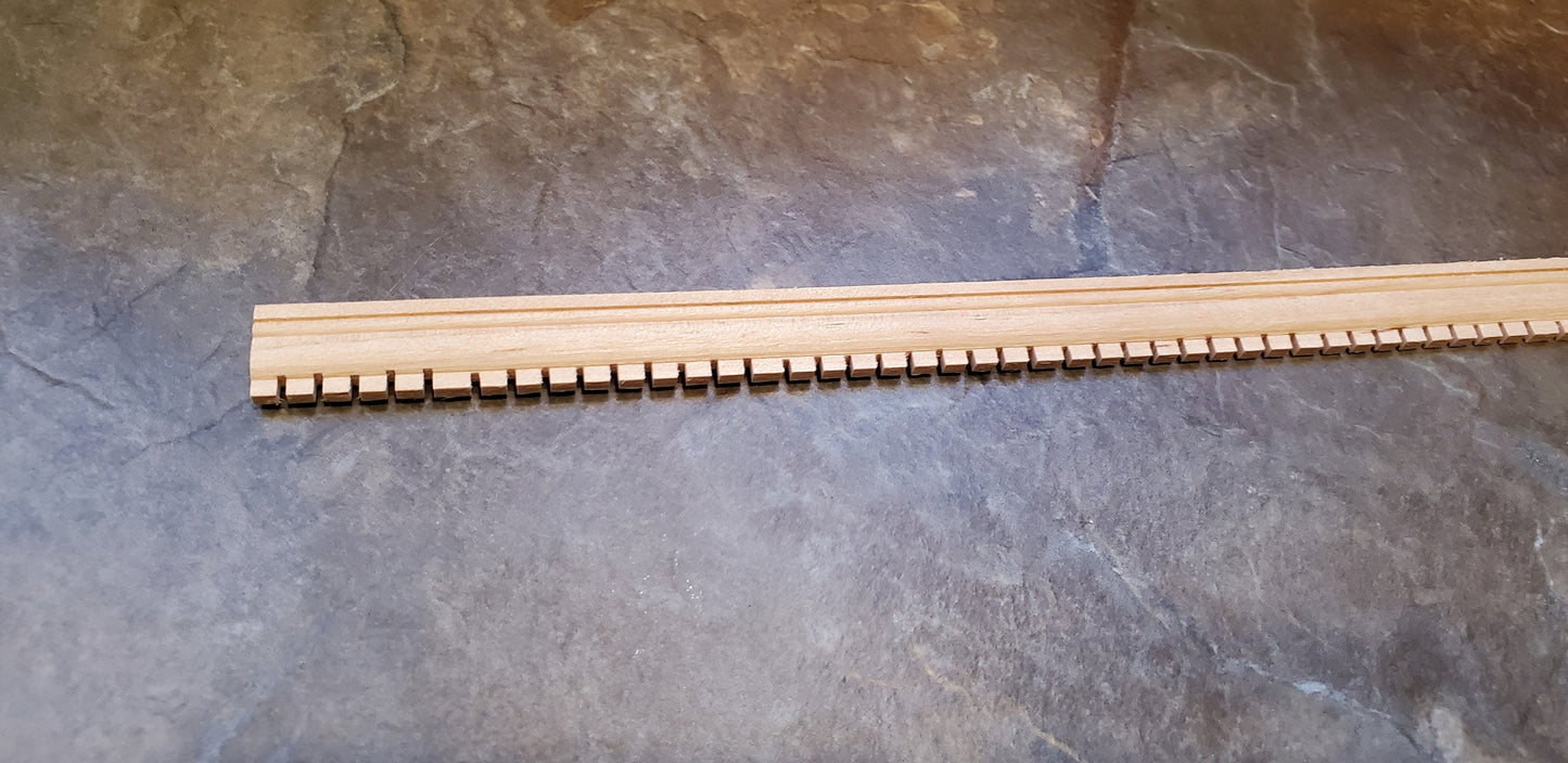 Dollhouse Miniatures Dentil Crown Molding Cornice Trim 7/16" tall x 18" 1:12