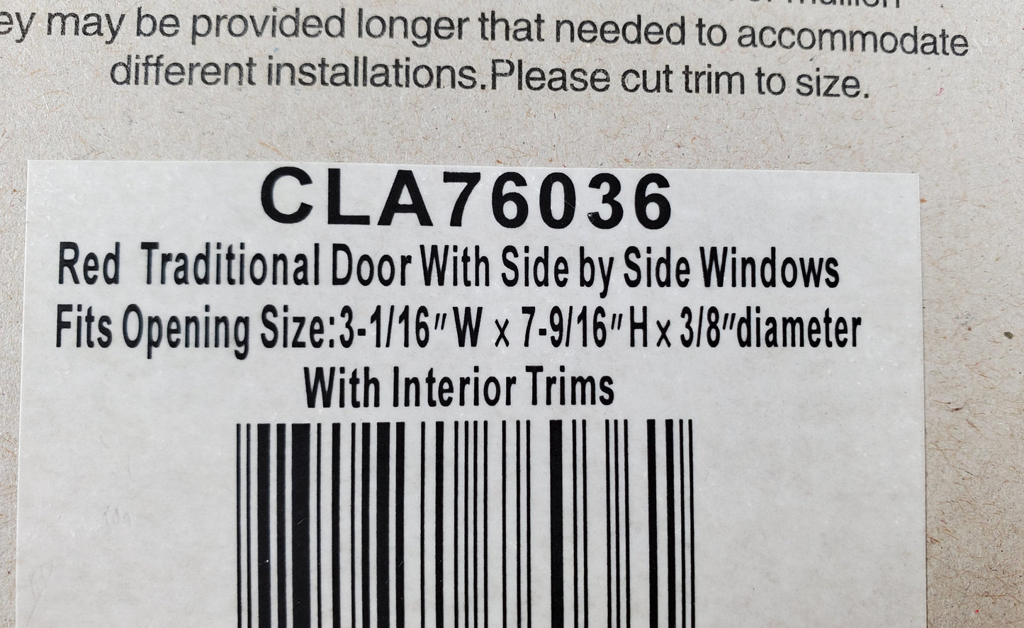 Dollhouse Door Exterior Front Door with Windows RED 1:12 Scale Miniature
