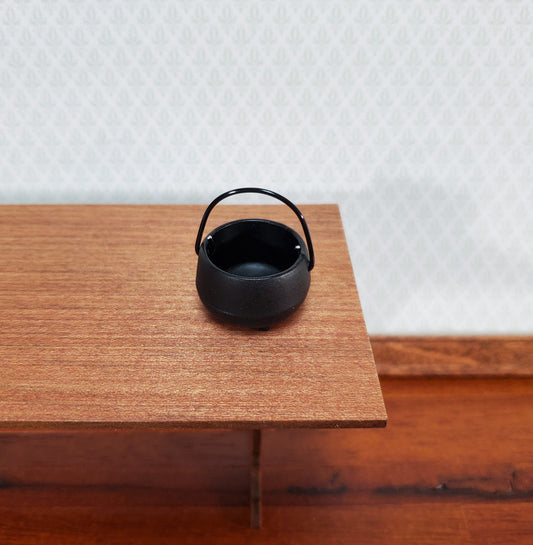 Miniature Black Pot with Handle Metal Black "Cast Iron" Look 1:12 Scale Dollhouse