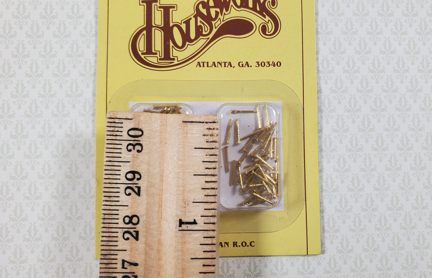 Brass Nails Brads Small Tiny Thin 1/4" x100 for Miniatures Houseworks #1128