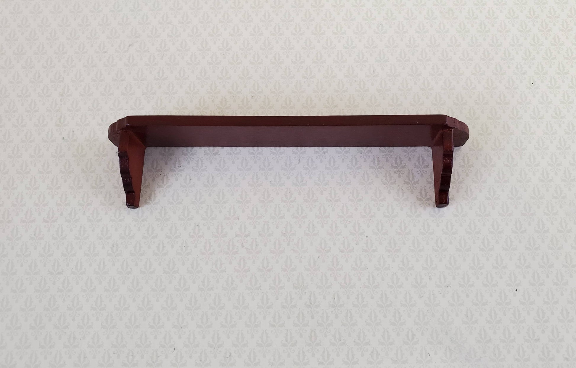 Dollhouse Miniature Wall Shelf Large Wood Mahogany Finish 1:12 Scale 4 3/8"