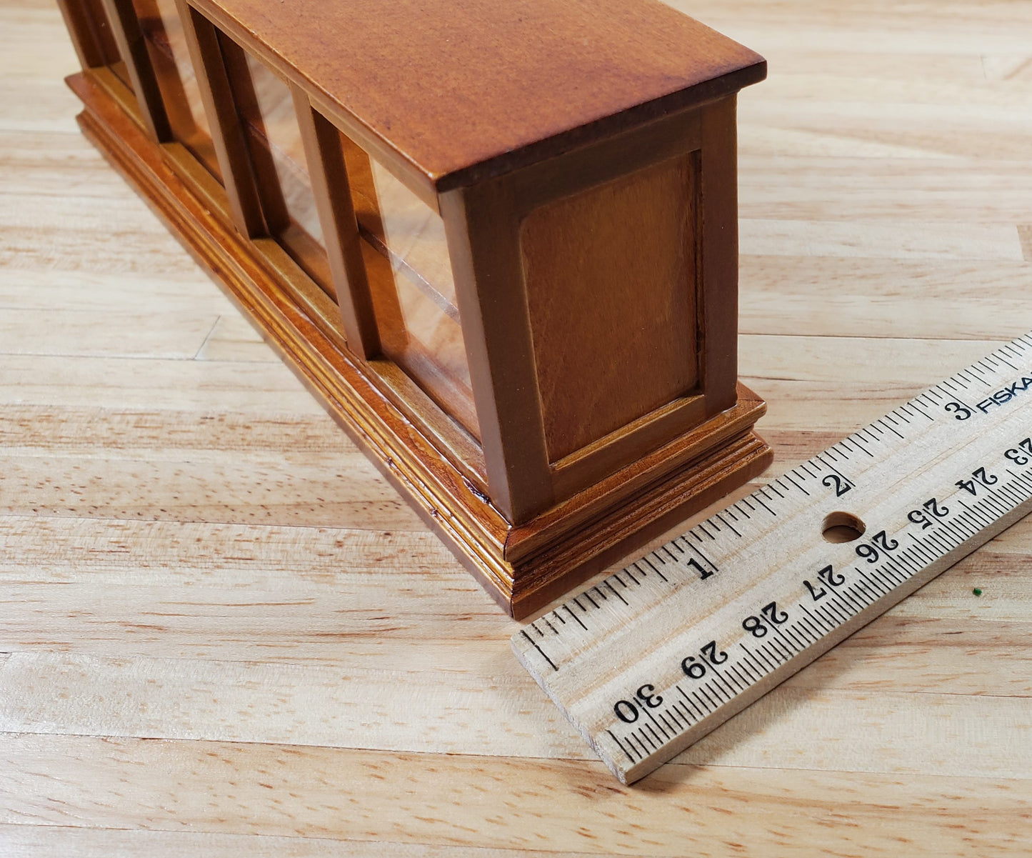 Dollhouse Low Display Counter for Bakery Store or Shop 1:12 Scale Walnut Finish