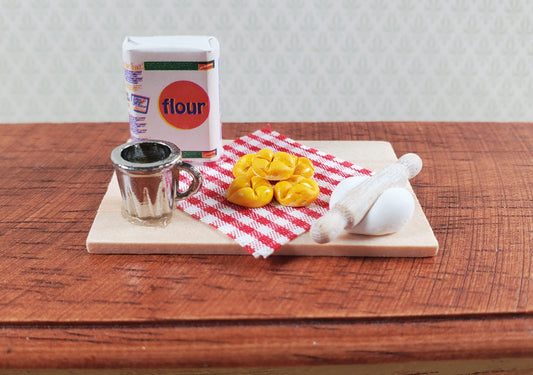 Dollhouse Biscuit Baking Set on Board Rolls 1:12 Scale Miniature Food Kitchen
