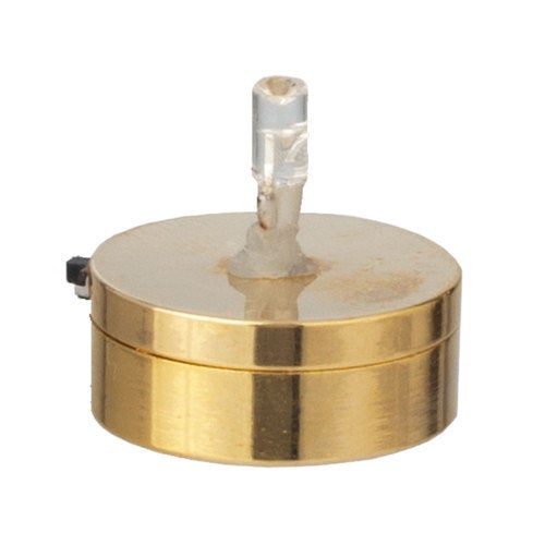 Miniature Battery Light Bulb on Gold Metal Base Bright White On/Off Switch