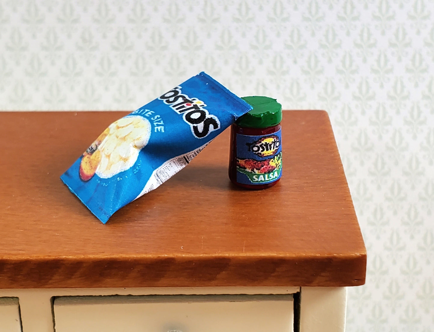 Dollhouse Tostitos Bag of Corn Chips & Salsa 1:12 Scale Miniature Food Kitchen