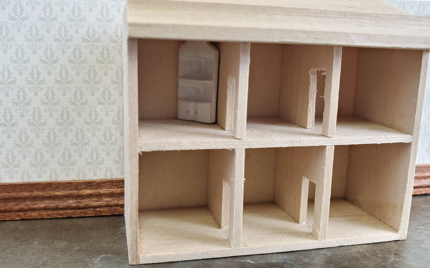 Dollhouse Miniature 1:144 Scale White Corner Cabinet Cupboard Metal