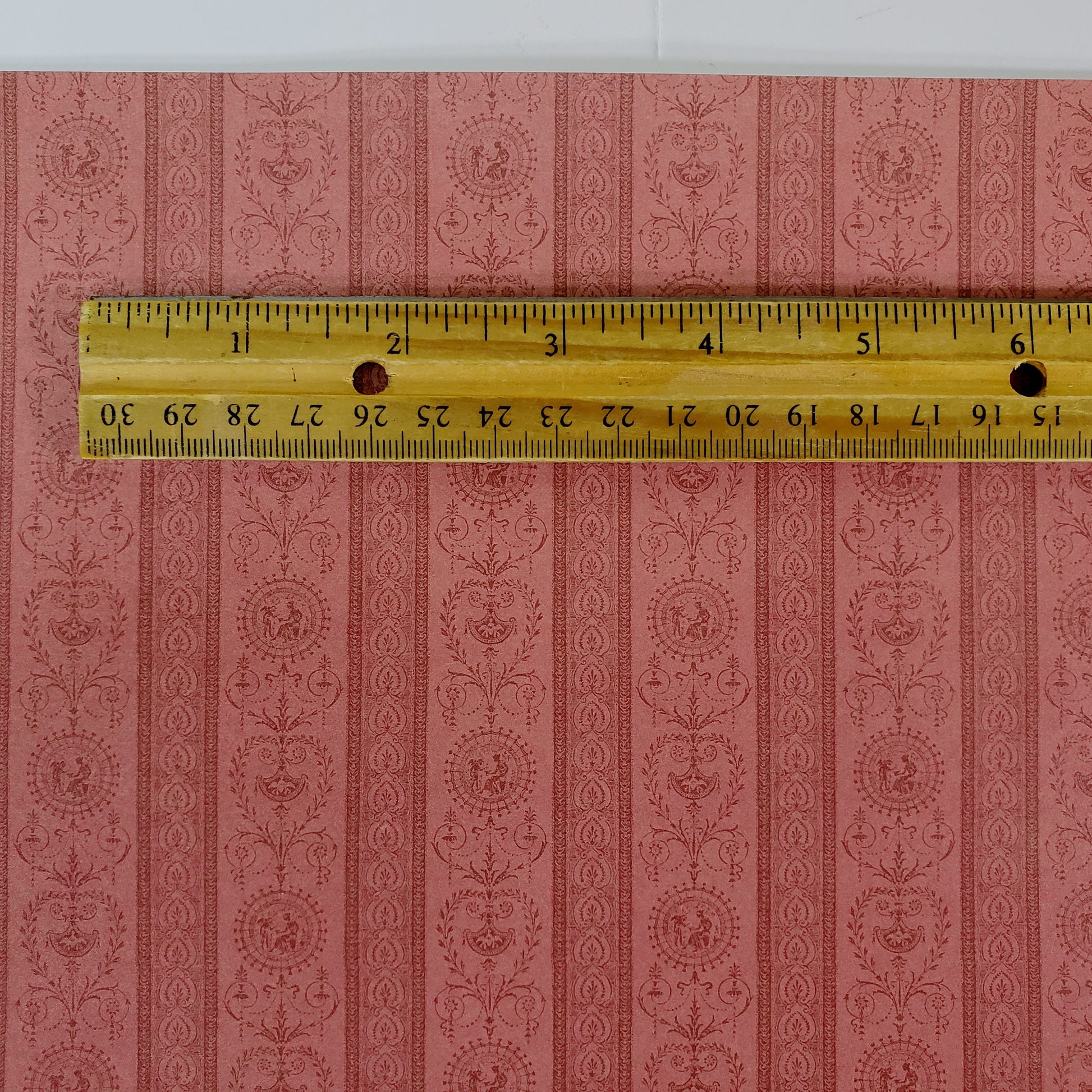 Dollhouse Wallpaper Dark Mauve x3 Sheets "Sheraton Rose" 1:12 Scale Miniature
