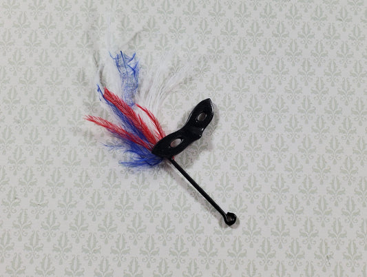 Dollhouse Mardi Gras Mask on Stick with Feathers 1:12 Scale Miniature