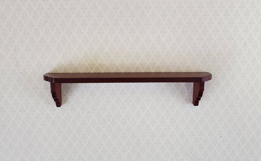 Dollhouse Miniature Wall Shelf Large Wood Mahogany Finish 1:12 Scale 4 3/8"