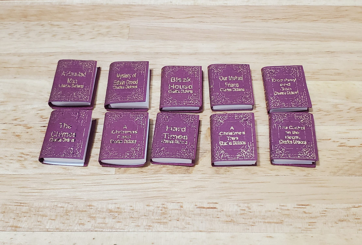 Dollhouse Book Set x10 Charles Dickens 1:12 Scale (blank inside) Handmade