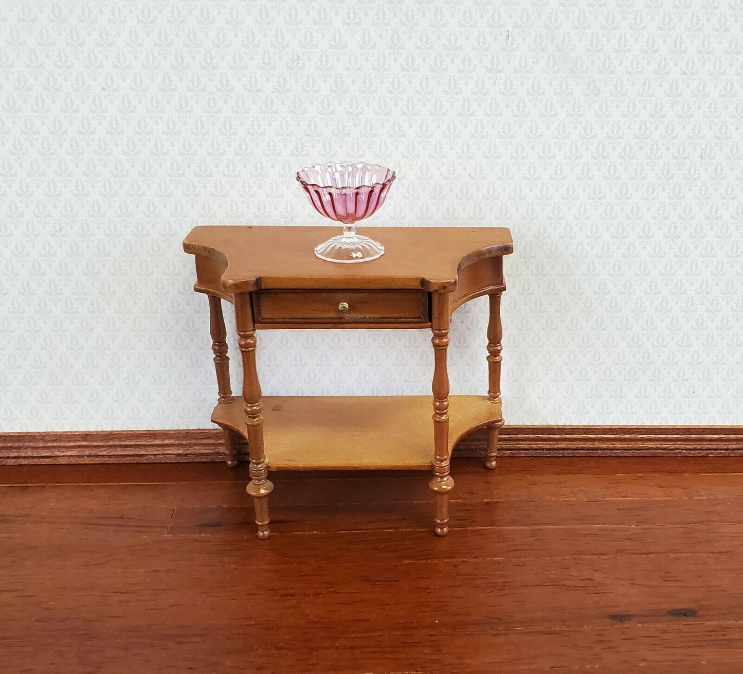 Dollhouse Miniature Fruit Bowl Cranberry Ribbed Fluted Glass 1:12 Scale Grenyer