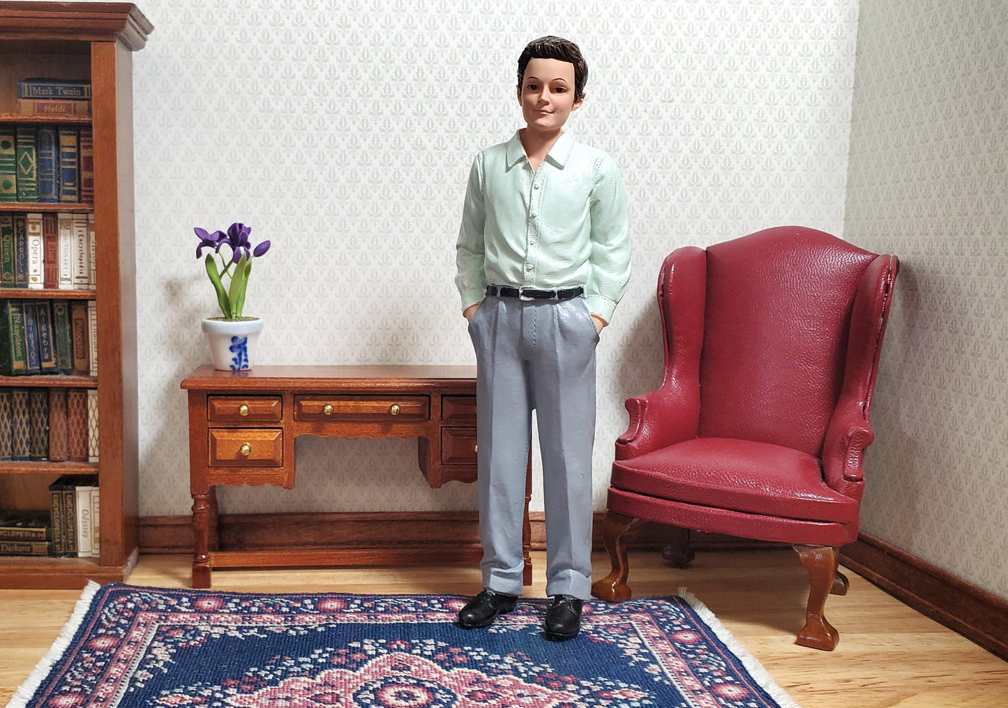 Dollhouse Modern Father Dad Standing Business Casual 1:12 Scale Miniature "Travis"