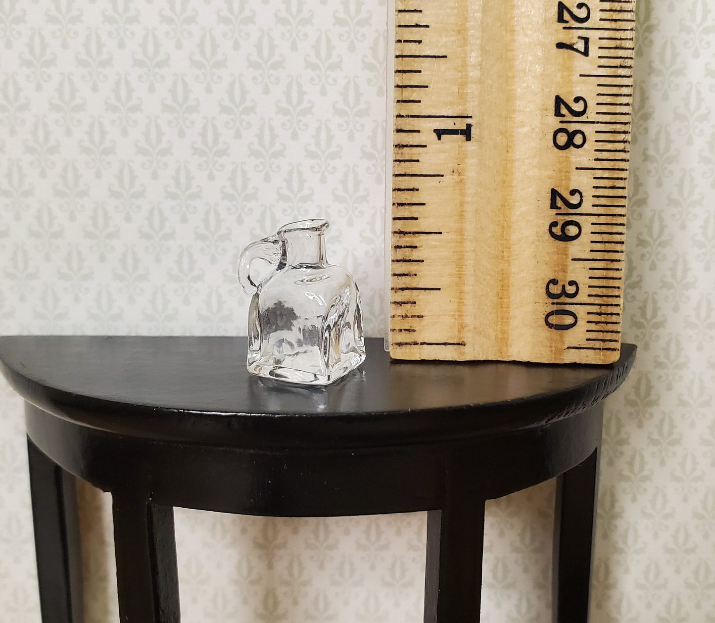 Miniature Clear Glass Bottle Jar with Handle Square Bottom 11/16" 1:12 Scale